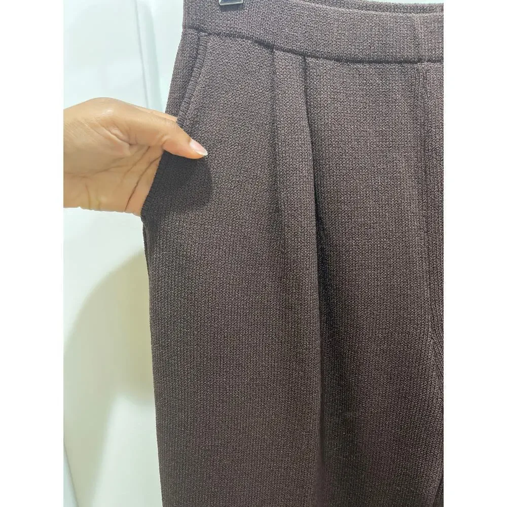 St. John Signature Santana Chocolate Brown Knit Wool Pants Sz 10